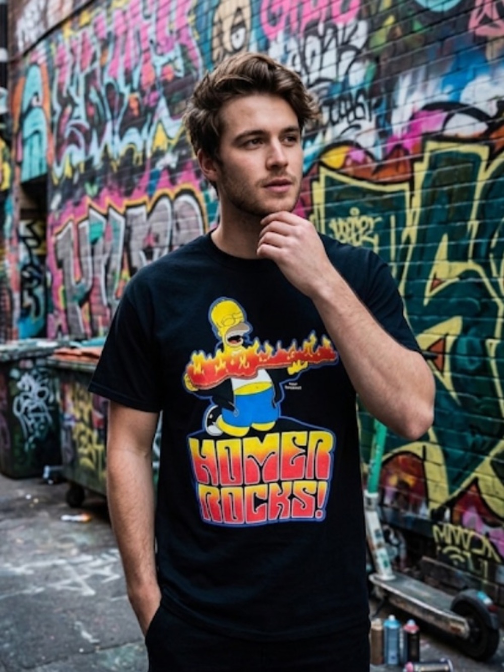 The Simpsons Homer Rocks Matt Groening T-Shirt Men’s Size Large